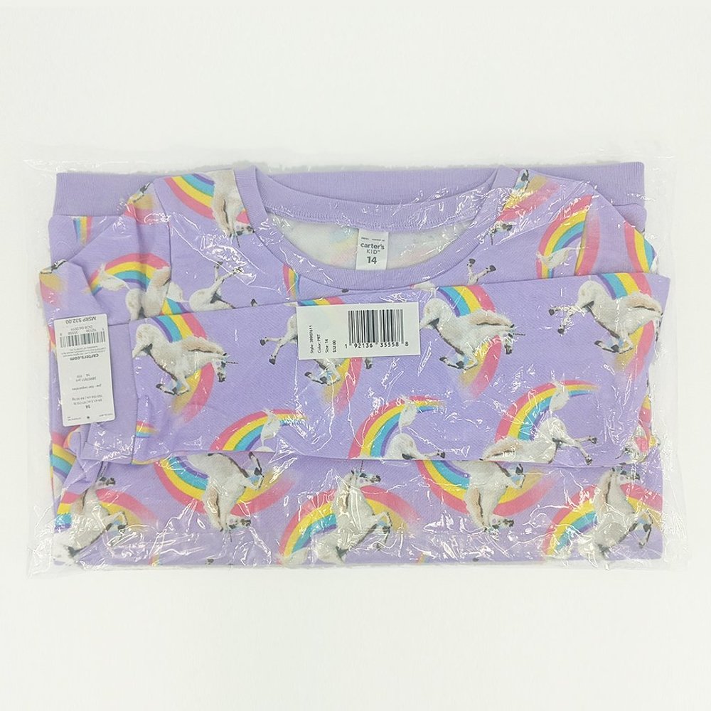 Carter's Girl's Unicorn Rainbow Graphic Print Fleece Crew Neck Sweatshirt 14 - Picture 3 of 5